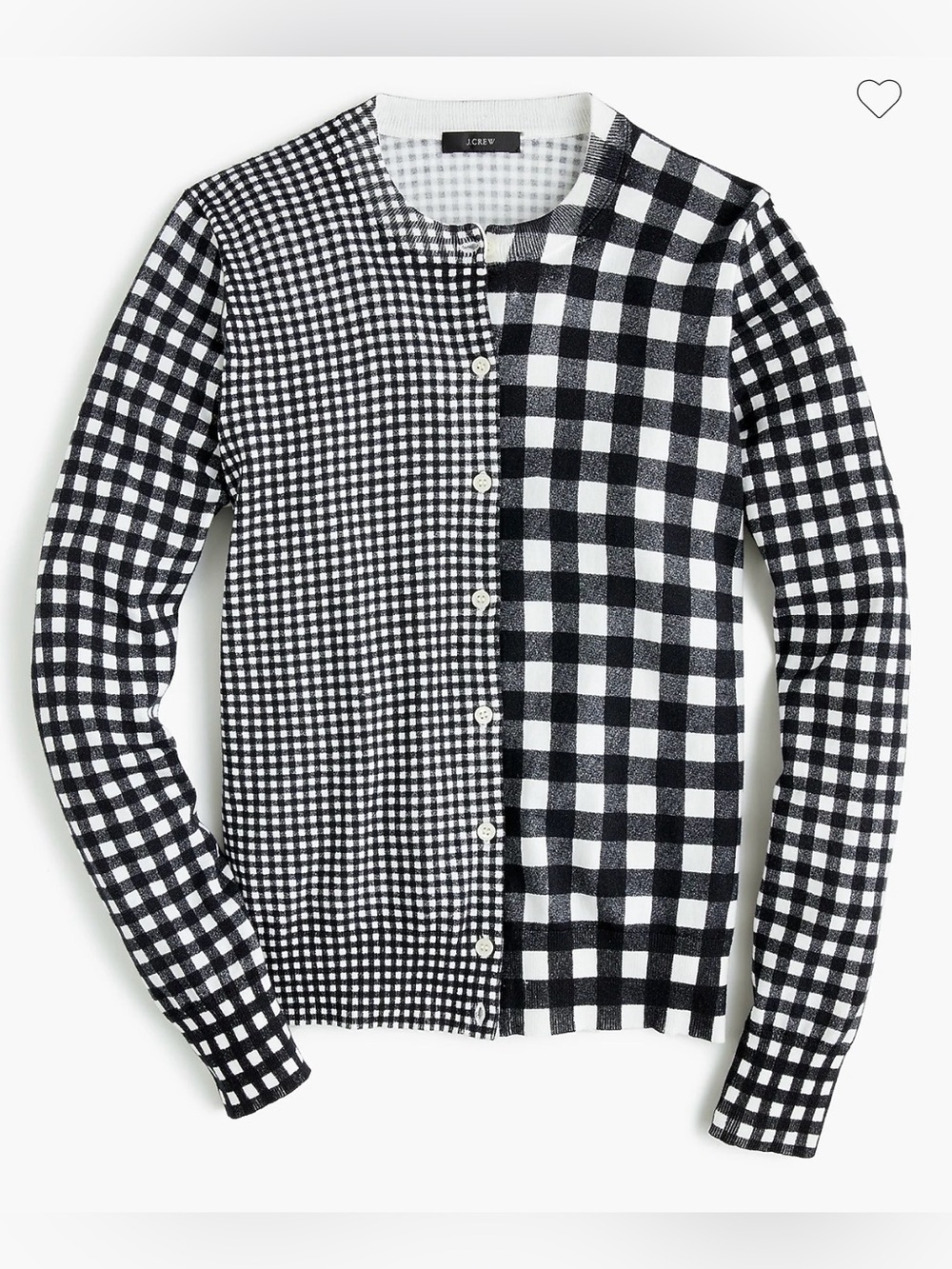J. Crew Cotton Jackie cardigan black white gingham size medium